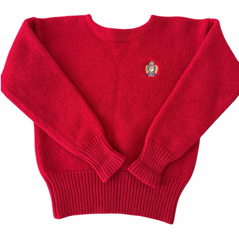 Mid 90’s POLO RALPH LAUREN VINTAGE Classic Timeless 100% Wool Red Sweater